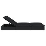 vidaXL Chaise longue à 2 places avec coussins noir résine tressée