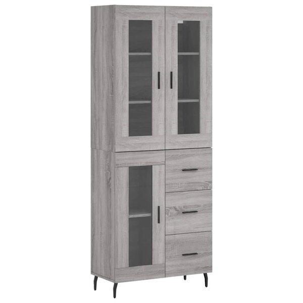 vidaXL Buffet haut Sonoma gris 69 5x34x180 cm Bois d'ingénierie