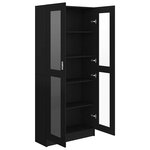 vidaXL Armoire à vitrine Noir 82 5x30 5x185 cm Bois d’ingénierie