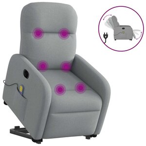 vidaXL Fauteuil inclinable de massage électrique Gris clair Tissu