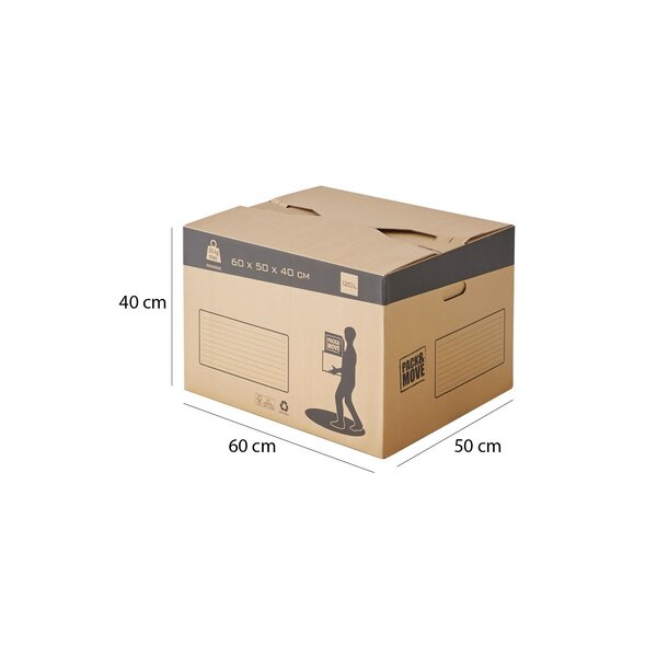 Pack and Move - Lot 10 cartons déménagement automatique - 60 x 50 x 40 cm - Poignées renforcées