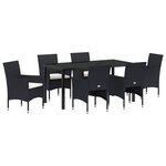 vidaXL Ensemble de salle à manger pour jardin 7 Pièces Noir Poly rotin