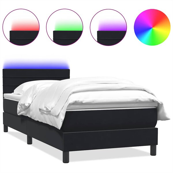 vidaXL Sommier à lattes de lit avec matelas et LED noir 80x220 cm velours