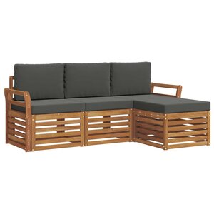 vidaXL Ensemble de canapés d'extérieur 4 Pièces Naturel et Anthracite