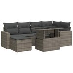 vidaXL Salon de jardin avec coussins 7 Pièces gris résine tressée