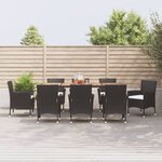 vidaXL Ensemble à manger jardin 9Pièces et coussins noir résine tressée