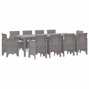 vidaXL Ensemble de salle à manger pour jardin 11 Pièces Gris clair