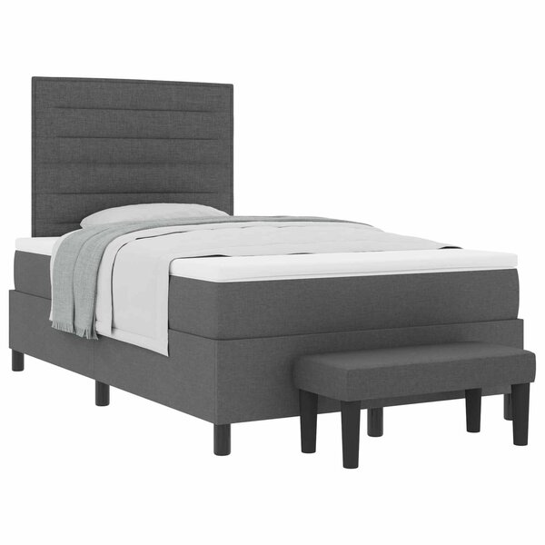 vidaXL Lit à ressorts avec tête de lit Gris foncé 120 x 190 cm tissu