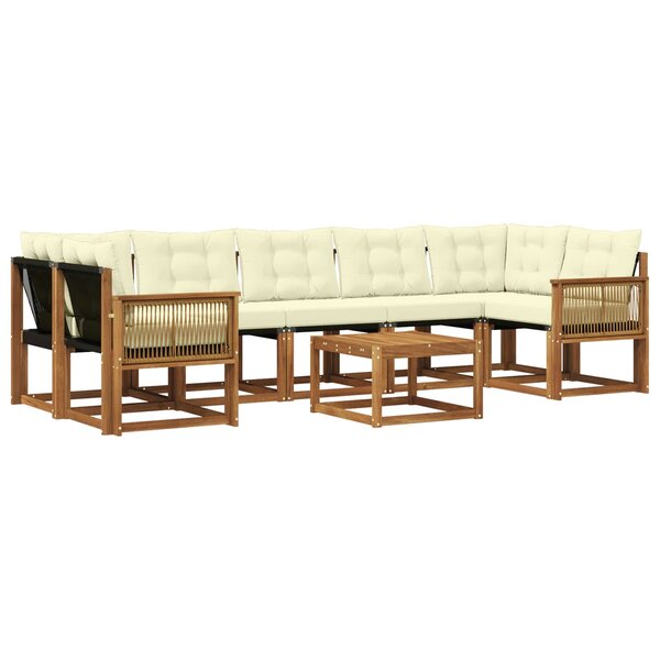 vidaXL Ensemble de canapés d'extérieur 8 pc Naturel et Crème