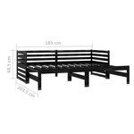 vidaXL Lit coulissant Noir Bois de pin massif 2x(90x200) cm
