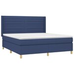 vidaXL Sommier à lattes de lit matelas et LED Bleu 160x200 cm Tissu