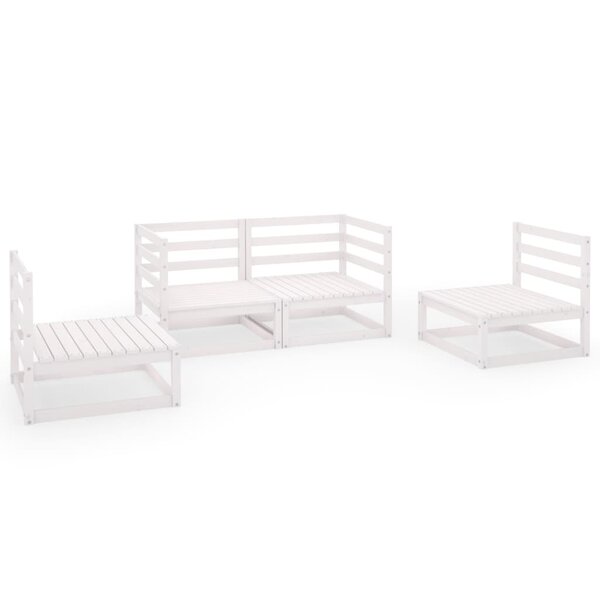 vidaXL Salon de jardin 4 Pièces Blanc Bois de pin massif