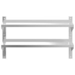 vidaXL Étagère murale 2 niveaux 100x23 5x60cm argenté acier inoxydable