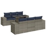 vidaXL Salon de jardin avec coussins 7 Pièces gris résine tressée acacia