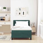 vidaXL Lit à ressorts avec matelas Vert foncé 200 x 90 cm Polyester