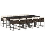 vidaXL Ensemble à manger de jardin et coussins 11 Pièces marron rotin