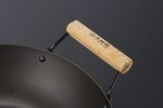 Wok avec double poignée en bois - 24 cm - En acier carbone - Compatible toutes plaques de cuisson