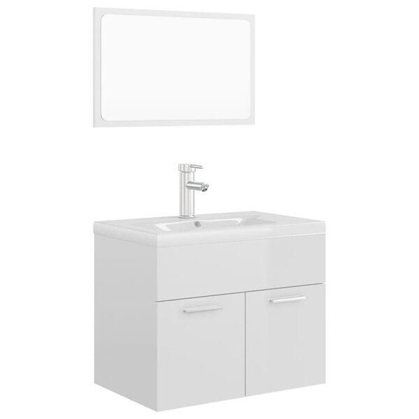 vidaXL Ensemble de meubles de salle de bain Blanc brillant Aggloméré