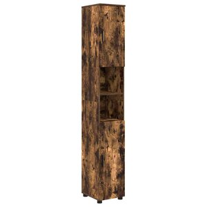 vidaXL Cabinet de salle de bain avec porte Chêne fumé 30 x 35 x 192 cm