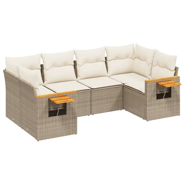 vidaXL Salon de jardin avec coussins 6 Pièces beige résine tressée