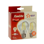 Lot x2 ampoules à filament led edf  standard  culot e27  conso 8w eq. 75w  blanc neutre