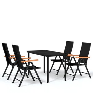 vidaXL Ensemble à manger de jardin 5 Pièces Noir