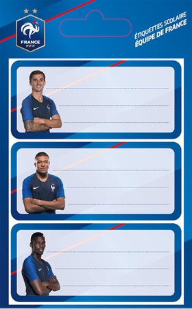 18 étiquettes scolaires équipe de france foot