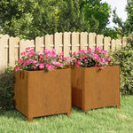 vidaXL Jardinières avec pieds 2 Pièces Rouillé 42x40x43 cm Acier corten