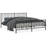 vidaXL Cadre de lit métal sans matelas avec pied de lit noir 183x213cm