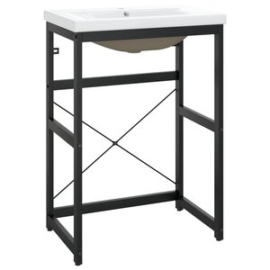 vidaXL Cadre de lavabo de salle de bain vasque à encastrer Noir Fer