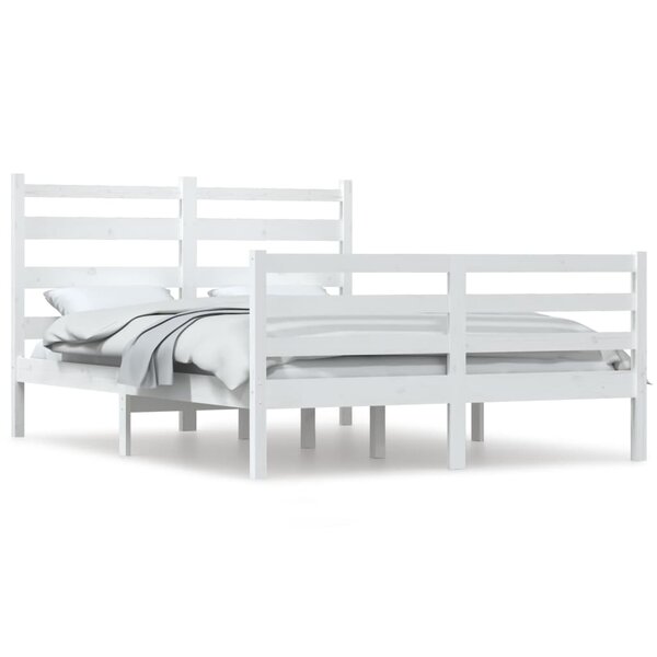 vidaXL Cadre de lit Bois de pin massif 140x200 cm Blanc