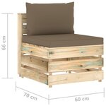 Vidaxl canapé de jardin 3 places avec coussins bois imprégné de vert