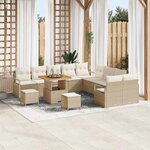 vidaXL Ensemble de canapé de jardin avec coussin 13 Pièces Beige et crème
