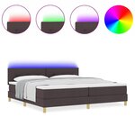 vidaXL Lit à sommier avec matelas et LED Marron Foncé 200x200 cm Tissu