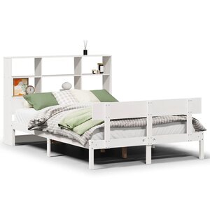 vidaXL Lit bibliothèque sans matelas blanc 160x200 cm bois pin massif