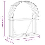 vidaXL Porte-bûches aspect bois 120x45x140 cm acier galvanisé