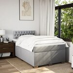 vidaXL Sommier à lattes de lit avec matelas Gris clair 120x200cm Tissu