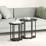 vidaXL Ensemble de tables d'appoint avec étagère 2 Pièces Chêne noir