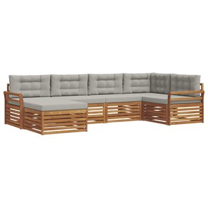 vidaXL Ensemble de canapés d'extérieur 6 Pièces Gris Naturel et Clair