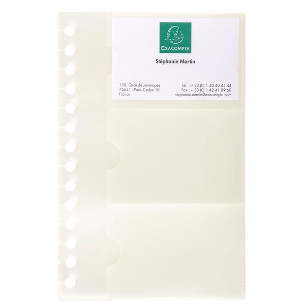 Recharge De 10 Pochettes Détachables Pour Porte Cartes De Visite Exactive® - 19x12 5cm - Cristal - Exacompta