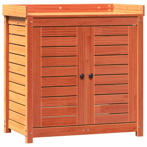 vidaXL Table de rempotage avec étagères marron bois massif de pin