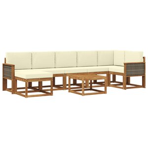 vidaXL Ensemble de canapés d'extérieur 8 Pièces Naturel et Crème