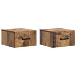 vidaXL Cabinet de chevet mural 2 Pièces Bois ancien 34 5 x 33 x 20 cm