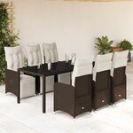 vidaXL Ensemble de bistro de jardin 7 Pièces coussins marron poly rotin
