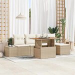 vidaXL Ensemble de canapé de jardin 6 Pièces Beige Poly rotin