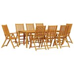 vidaXL Ensemble de salle à manger pour jardin Pliable 9 Pièces Marron