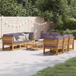vidaXL Salon de jardin avec coussins 9 Pièces bois massif d'acacia