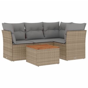 vidaXL Salon de jardin avec coussins 5 Pièces beige résine tressée
