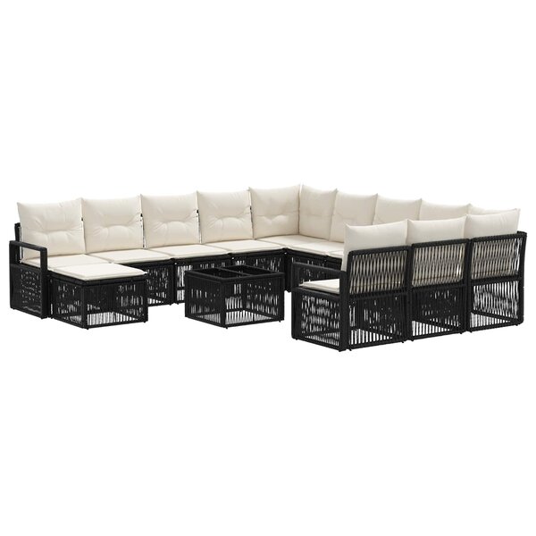 vidaXL Ensemble de canapé de jardin 13 Pièces Noir polyrotin