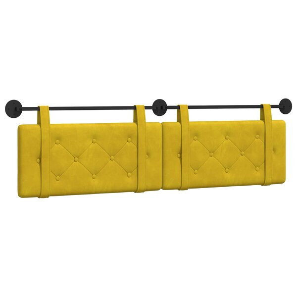 vidaXL Tête de lit suspendue Jaune Velours